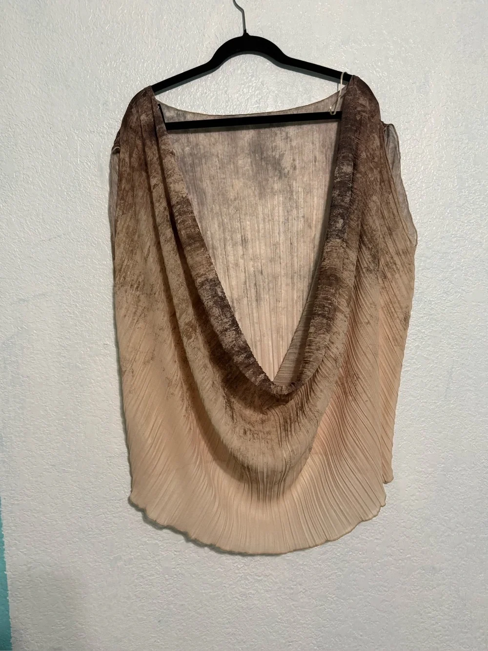 ZARA NWT Ombre Pleated Drape Back Sleeveless Blouse Beige Brown Size M - Picture 3 of 6